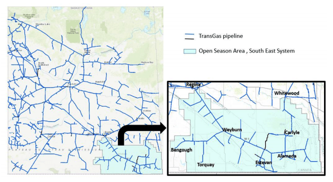 TransGas Map – Open Season Area