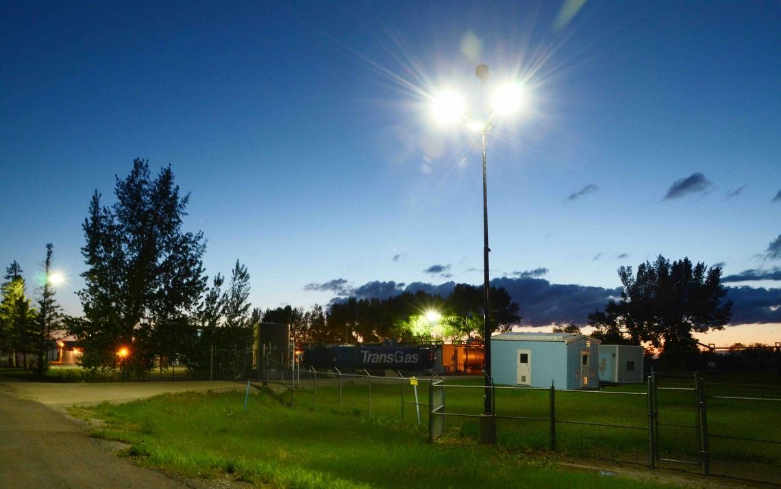 TransGas job site at dusk