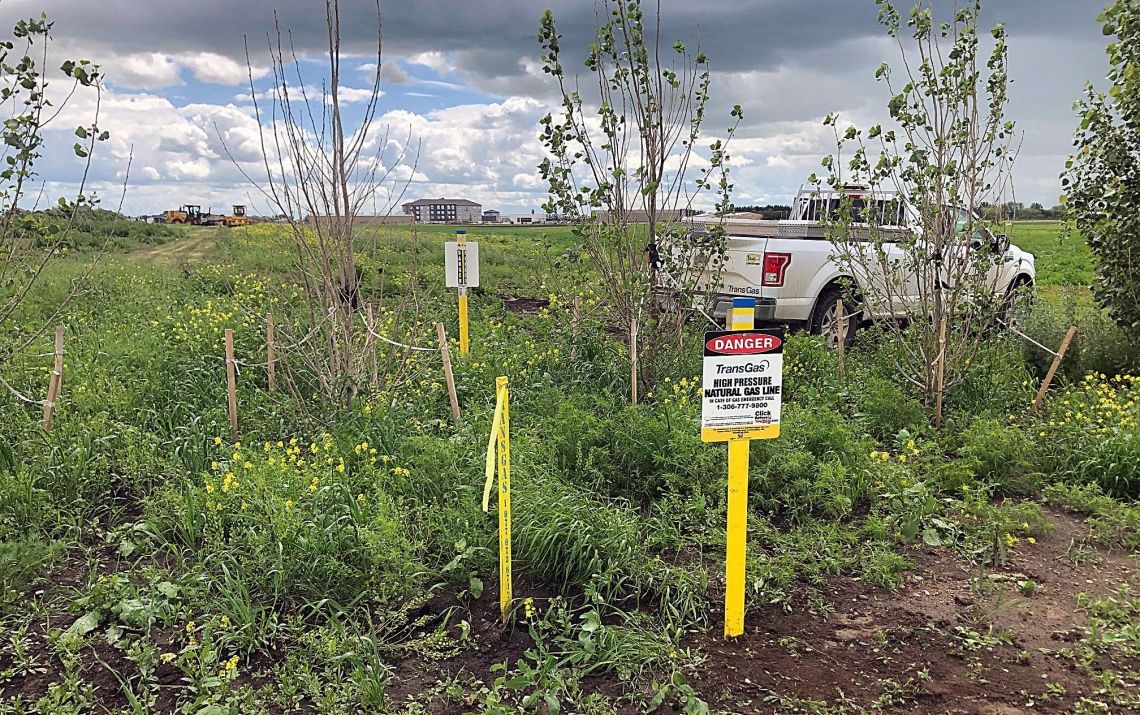 Pipeline danger notice on jobsite